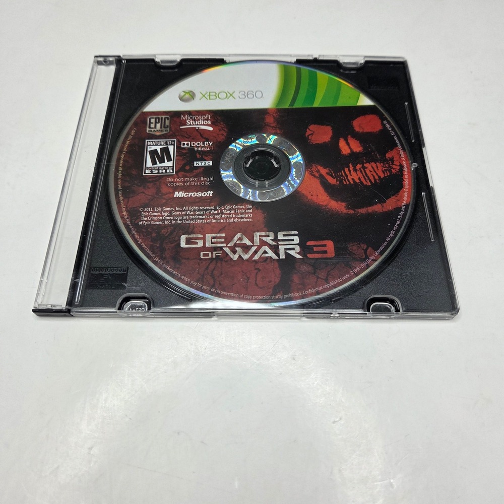 Microsoft Xbox 360 Gears of War 3 Video Game Disc Only GOW 3 Epic Games 2011